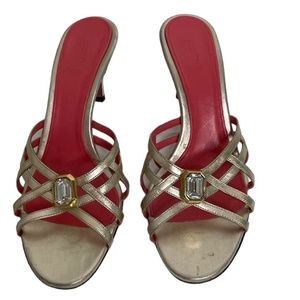 judith leiber evening  gold mules